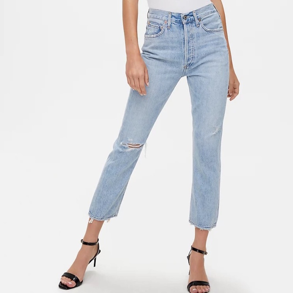 Agolde Light Blue Cropped Ankle Jeans